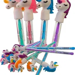 tiny tales Unicorn Pencil-Pack of 4Pcs for School Supplies (Assorted Colour) Pencil image 1