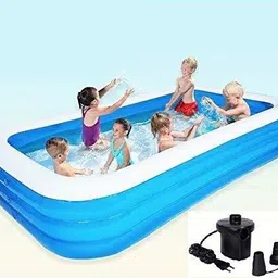 wagela 10 Feet Inflatable Family Pool - Aqua Blue with Air Pump Swimming Pool Inflatable Swimming Pool, Inflatable Toy Pump-picture-30