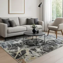 Charcoal and Blue Abstract 5x7 Feet Machine Made Carpet-image-47