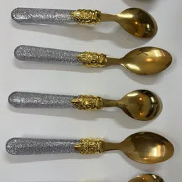 namo enterprises Luxury Spoon Set | 6-Piece Stainless Steel Dessert Spoons | Elegant Cutlery Stainless Steel Dessert Spoon, Sugar Spoon, Ice-cream Spoon Set-picture-26