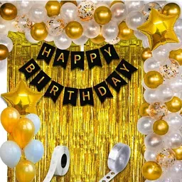 flipzone Solid Golden and White Birthday Decoration Items Set Kit Combo balloon set of 43 Balloon-picture-20