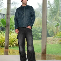 campus sutra Men Embossed Biker/Riding Jacket image 4