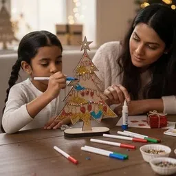 erhindia Wooden Christmas Tree DIY Coloring Painting Art Craft STEM Learning Kit for Kids image 3