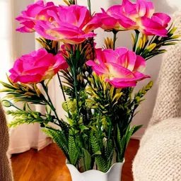oms Paper Rose Artificial Flower Pot for Indoor Home Decoration Pink Rose Artificial Flower with Pot-picture-15