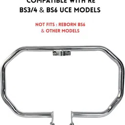 eaz Heavy-Duty Octagon Chrome Leg Guard for RE BS3/BS4/BS6 UCE Models Bike Leg Guard image 2