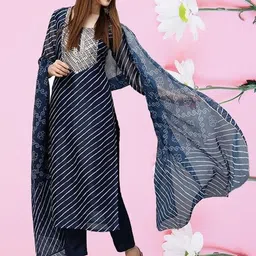 ras rani Leheriya Embroidered Kurta, Salwar & Dupatta Set image 3