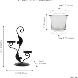 hosley Clear Glass Tealight Holders|Perfect for Home Decor Iron Tealight Holder Set image 4