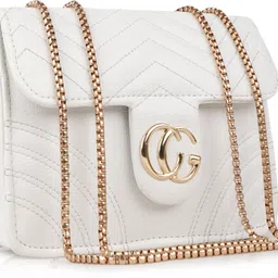 White Women Sling Bag Quilted Sling Bag for Women Trendy, Spacious Bag for Girls, Ladies, Women-image-1