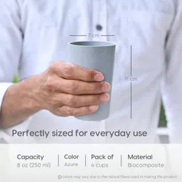 eha (Pack of 4) Earth Friendly Unbreakable Drinking Water Glass | Made with Rice Husk | Glass Set Water/Juice Glass image 2