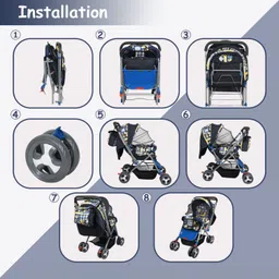 pawkykids PRAM FOR KIDS STROLLER FOR KIDS BABY PRAM BABY Twin Strollers & Prams BLU-3011 Twin Strollers & Prams image 5