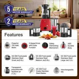 ultra Topp+ Liquidizer 750 W Mixer Grinder image 5