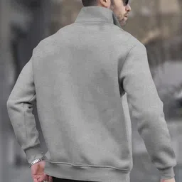 tripr Men Printed High Neck Grey Sweater image 2