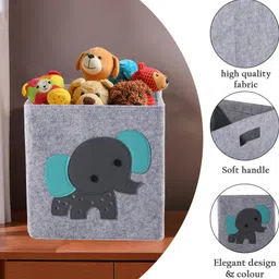 kuber industries Wool Pack of 3 Foldable 24 L Storage Box for Clothes | GM-6-GRY | Elephant - Grey Storage Basket image 2