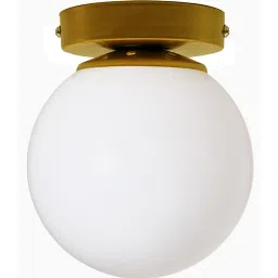 homesake Mid Century Modern Bubble Flush Mount Ceiling Lighting Fixture, Gold Flush Mount Lamp, White 6" Glass Globe Shade image 4