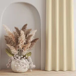 parda online Off White Polyster Solid 7ft Blackout Rod Pocket Window/Door (2 Pc) image 3