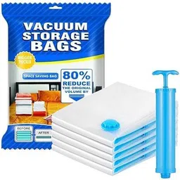 myrra 5 Pcs Vacuum Bag with Pump For Travel, Space Saver Bags Compression Storage Bags Travel Storage Vacuum Bags-picture-13