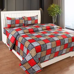 n g products Polycotton Double Flat 160 TC Geometric Bedsheet image 1