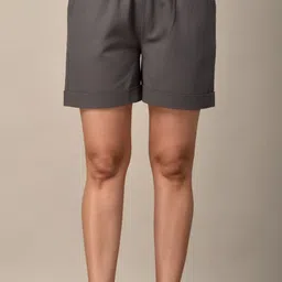oxinexx Solid Women Grey Casual Shorts-picture-12