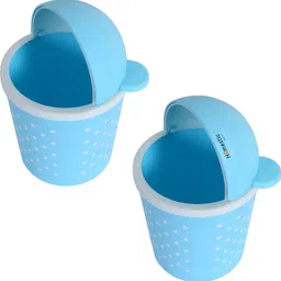 homestic Teddy Table Dustbin|Plastic Swinging Lid Storage Waste Bin|Pack of 2 (Sky Blue) Plastic Dustbin-picture-15