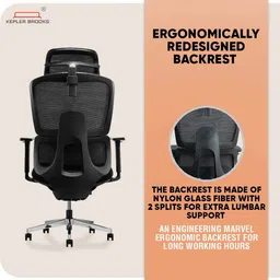 kepler brooks Imperia Pro High Back Ergonomic Office Chair With 2D Headrest & 3D Armrest Mesh Office Adjustable Arm Chair image 4