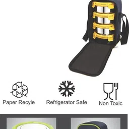 rema Krysta 4 Container with Steel Lid Lunch Box Set with Bag 4 Containers Lunch Box image 2