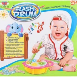 rsa enterprises Flash Drum with 3D Lights, Music Baby Toy image 3