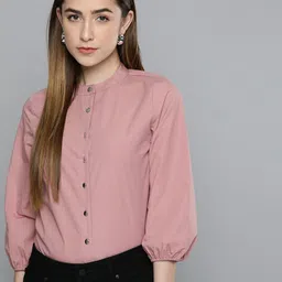 chemistry Women Regular Fit Solid Mandarin Collar Formal Shirt-picture-18