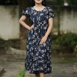 houseofcommon Women Maxi Blue Knee Length Dress-picture-37