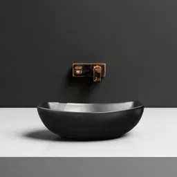 clayramic Premium Designer(M-Black-Matt) Ceramic Washbasin With Waste Coupling &Pipe Set (18x13x5)(M-Black-Matt) Table Top Basin-picture-22