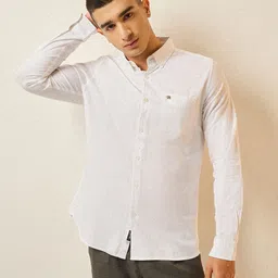 the bear house Men Slim Fit Solid Button Down Collar Casual Shirt image 1