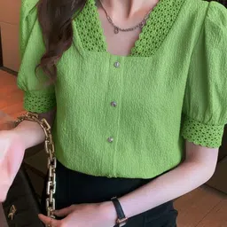 absorbing Casual Regular Sleeves Solid Women Light Green Top-picture-17