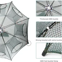 abcnets 8 Pocket umbrella Fishing net trap | Foldable Crab catching net | River, Pond Fishing Net image 2