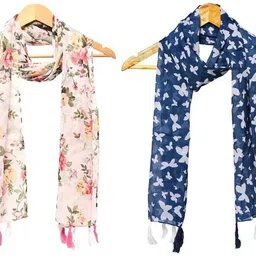 stolevilla Printed Chiffon Women Multicolor Scarf, Stole, Fancy Scarf-picture-16