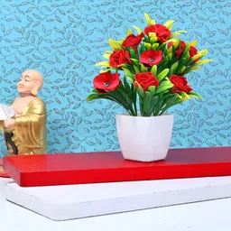 GOVIC Stylish Looking Mix Color Rose Flower Plant Set Perfect Decorative Piece| Multicolor Wild Flower Artificial Flower with Pot image 4