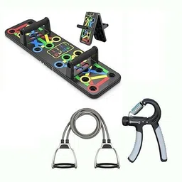 Pushu Up Board, Hand Grip Strengthener and Resistance Band For Men Women Fitness Accessory Kit Kit-image-1