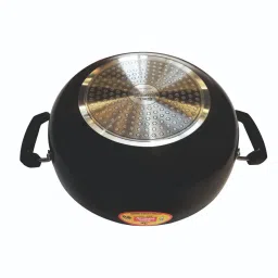 black diamond Blaire Induction Base & Hard Anodised Black Aluminium Kadhai with Lid image 4