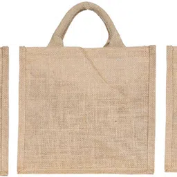 kuber industries Jute 3 Pieces Lunch Carry Bag (Brown)-CTKTC13332 Pack of 3 Grocery Bags-picture-12