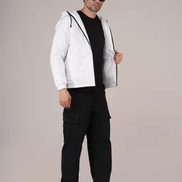 vzoxot Men Solid Bomber Jacket image 4