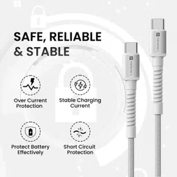 Portronics Type C 3 A 1 m Konnect X 60W Type C to Type C Fast Charging Cable image 2