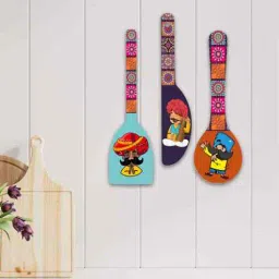 Rajasthani Culture Kitchen Decorative Wooden Wall Hanging (Set of 3)-image-36