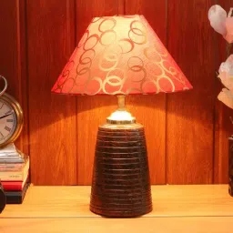 Red & Gold Shade Table Lamp With Brown Base by Foziq-picture-20