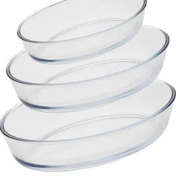 smilerry Oval Borosilicate Glass Serving Stor Baking Mixing Bowl 1500ML 2000ML 3000ML Butter Dish image 2