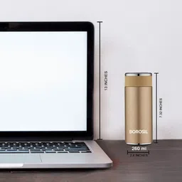 borosil Travelsmart Vacuum Insulated, 8 Hrs Hot & 10 Hrs Cold Flask, Rose 260 ml Flask image 3