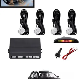 maties 4Pcs White Reverse Parking Sound Warning sensor for car Protection-97 Car Reverse Parking White 4 Sensor With LED Display/Buzzer -97 Parking Sensor-picture-42