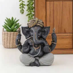 casacraft from pepperfry Ashnam Pheta Blessing Ganesha Decorative Showpiece - Metallic Grey, 12.2cm-picture-22
