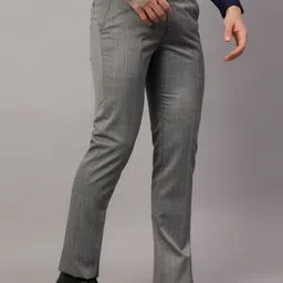 cantabil Men Regular Fit Grey Polycotton Trousers image 4