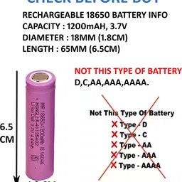 CONSONANTIAM 1200 mah lithium ion battery, 3.7 volt rechargeable battery, 18650 (Pack of 2) Game Battery image 5