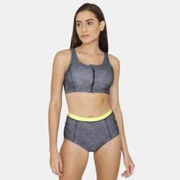 zelocity by zivame Self Design Women Black Swimsuit-picture-22