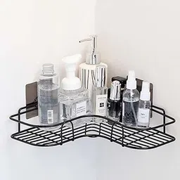 midland Bathroom Corner Shelf Metal Corner Rack Shower Caddy Wall Shelf ( Black 1 Pc ) Steel Wall Shelf-picture-26