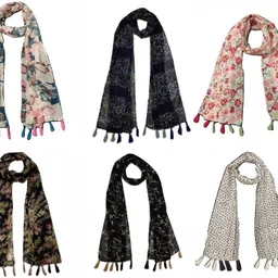 stolevilla Printed Chiffon Women Multicolor Scarf, Stole, Fancy Scarf-picture-38